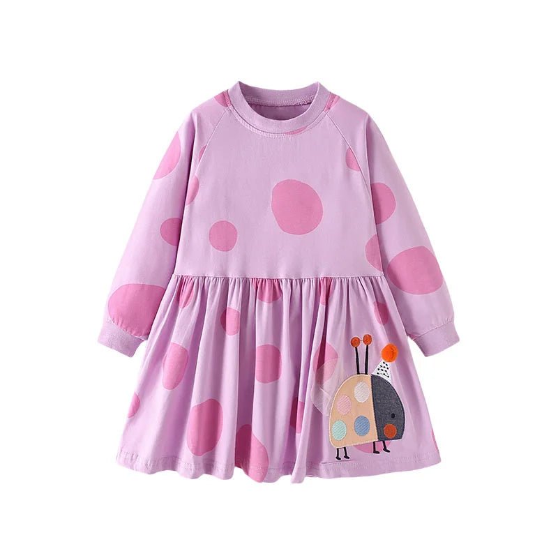 Jumping Meters 2 - 7 Hot Selling Princess Girls Dresses Dinosaurs Cotton Long Sleeve Children's Clothes Party Fashion Kids Frocks - Namma Angadi