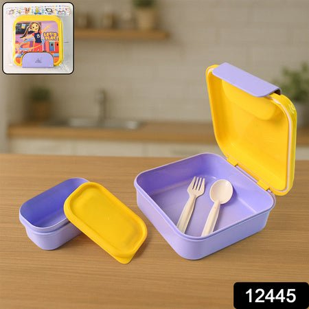 Kids Lunch Box Set With Small Inner Container Spoon Fork (1 Pc) - Namma Angadi