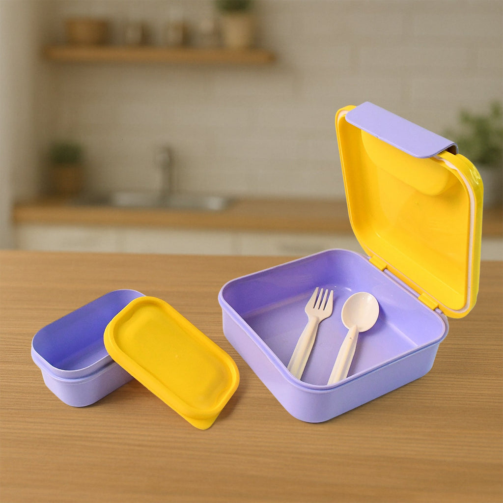 Kids Lunch Box Set With Small Inner Container Spoon Fork (1 Pc) - Namma Angadi