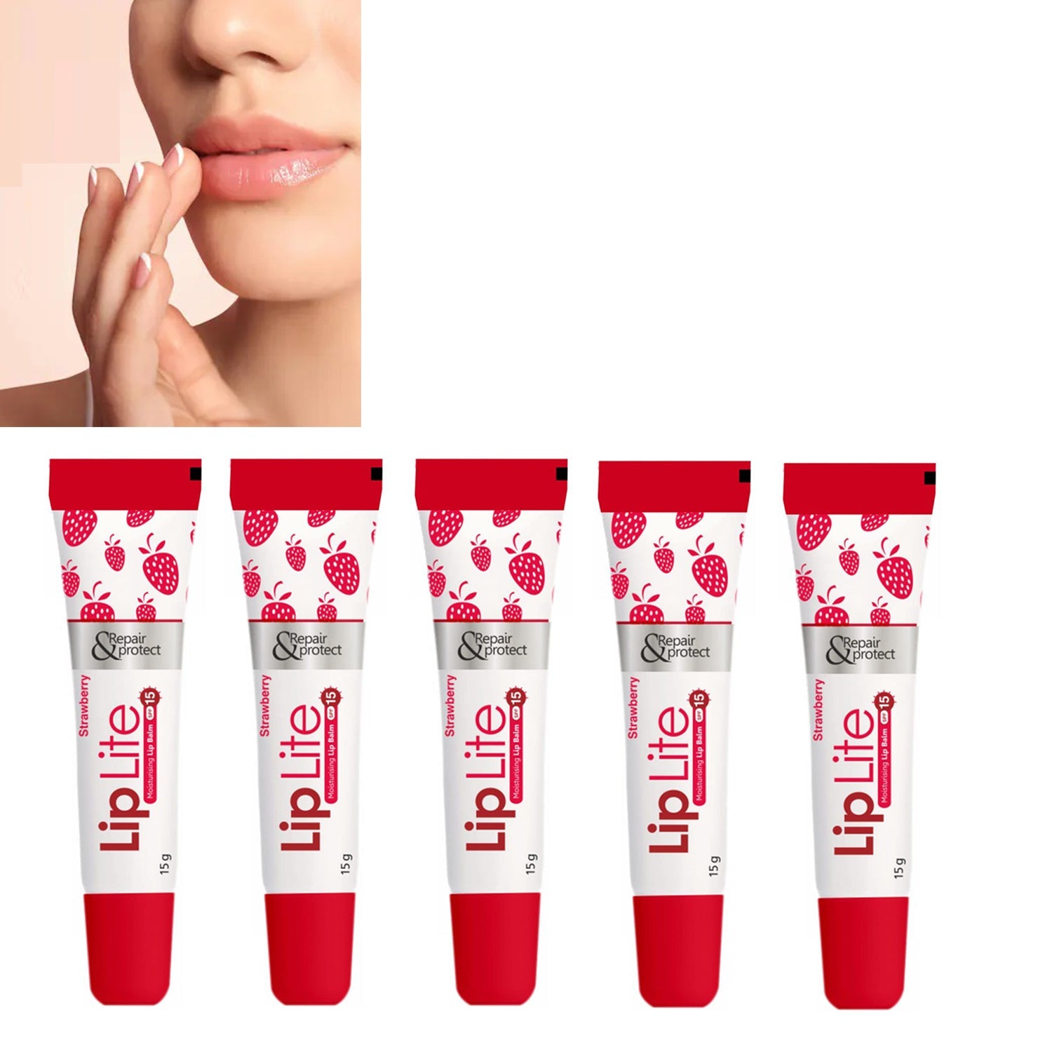 Lip Lite Strawberry Moisturising Lip Balm 15g (Pack of 5) - Namma Angadi