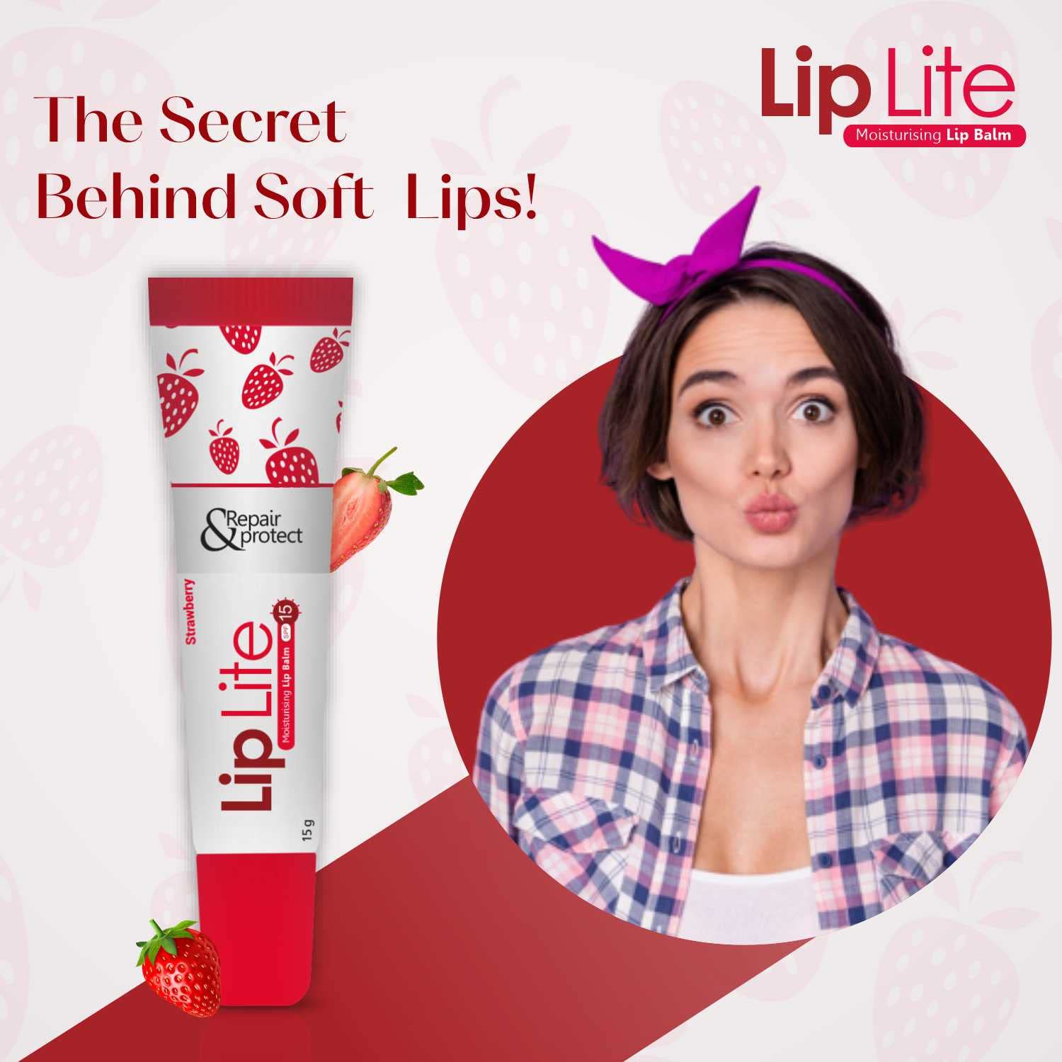 Lip Lite Strawberry Moisturising Lip Balm 15g (Pack of 8) - Namma Angadi