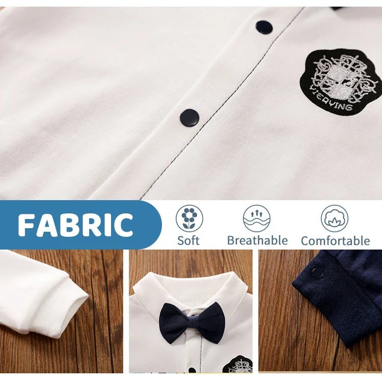 Male Baby Newborn Gentleman Style Crawling Clothes Comfortable Cotton Clothes Spring And Autumn Long Sleeved Baby Bodysuit - Namma Angadi