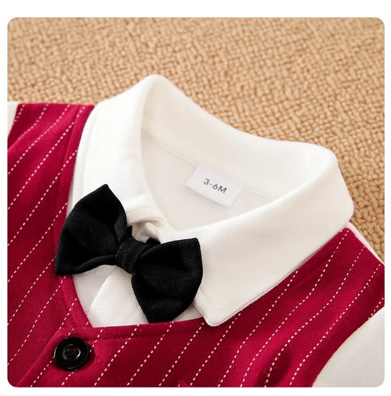 Male Baby Newborn Gentleman Style Crawling Clothes Comfortable Cotton Clothes Spring And Autumn Long Sleeved Baby Bodysuit - Namma Angadi