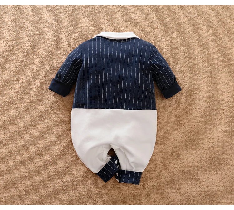 Male Baby Newborn Gentleman Style Crawling Clothes Comfortable Cotton Clothes Spring And Autumn Long Sleeved Baby Bodysuit - Namma Angadi