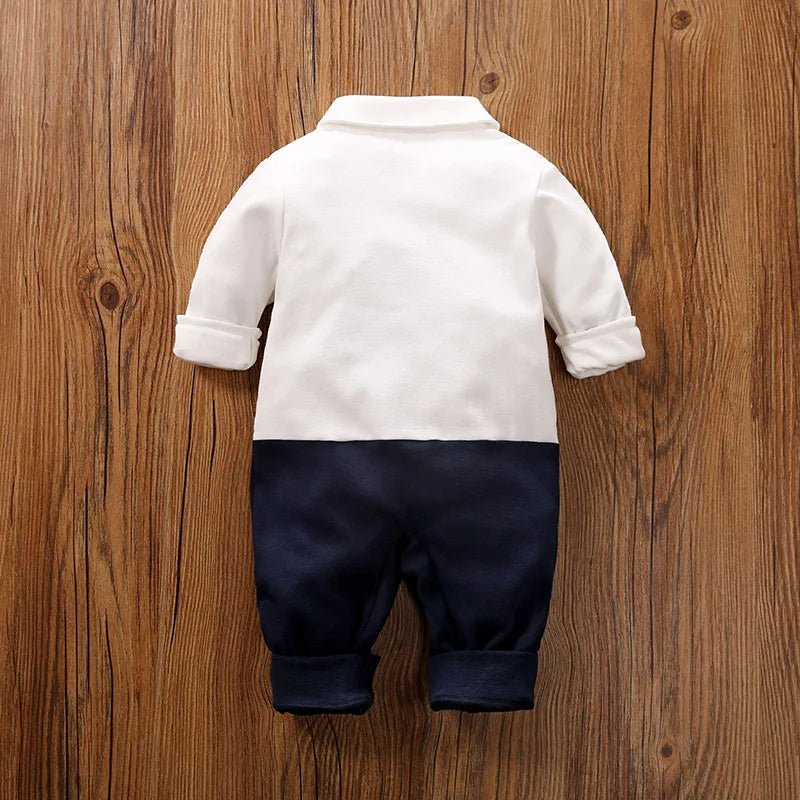 Male Baby Newborn Gentleman Style Crawling Clothes Comfortable Cotton Clothes Spring And Autumn Long Sleeved Baby Bodysuit - Namma Angadi