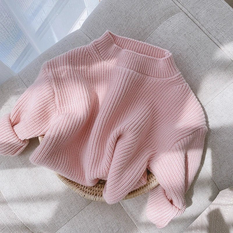 Melario Solid Color Baby Girls Soft Wool Knitted Sweater for Children's Tops Clothes 2023 New Kids Cashmere Pullover Sweaters - Namma Angadi