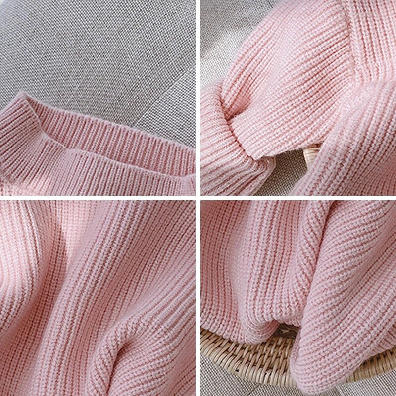 Melario Solid Color Baby Girls Soft Wool Knitted Sweater for Children's Tops Clothes 2023 New Kids Cashmere Pullover Sweaters - Namma Angadi