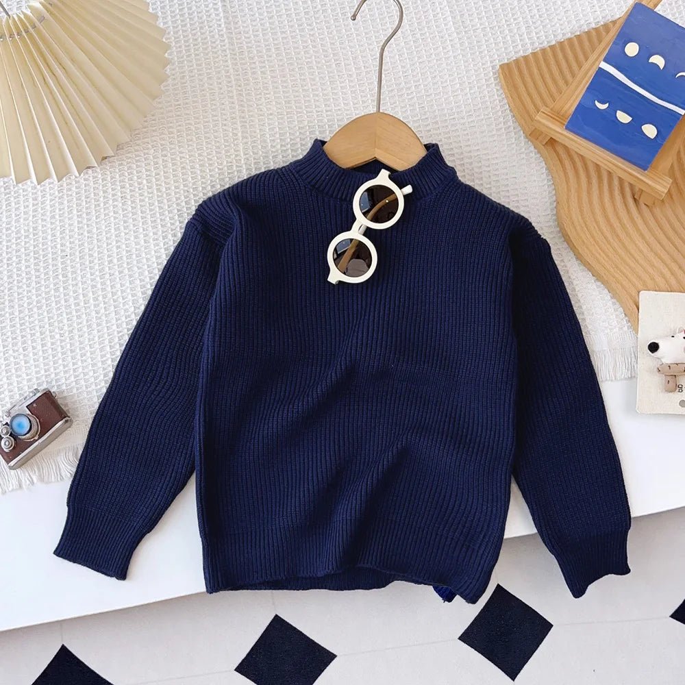Melario Solid Color Baby Girls Soft Wool Knitted Sweater for Children's Tops Clothes 2023 New Kids Cashmere Pullover Sweaters - Namma Angadi