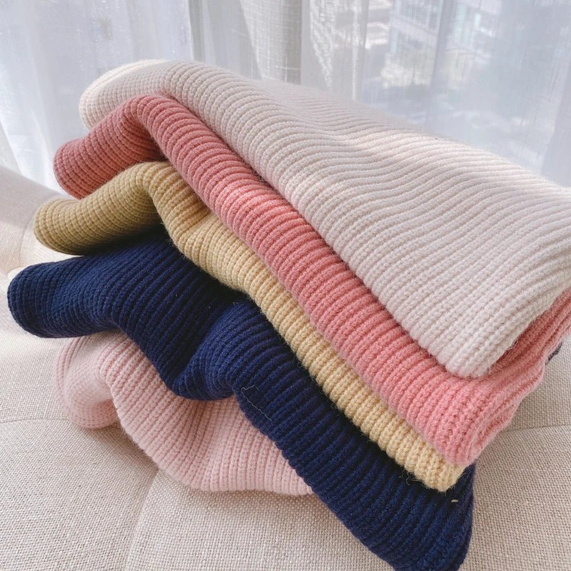 Melario Solid Color Baby Girls Soft Wool Knitted Sweater for Children's Tops Clothes 2023 New Kids Cashmere Pullover Sweaters - Namma Angadi