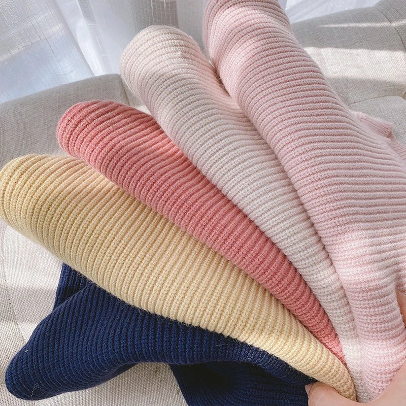 Melario Solid Color Baby Girls Soft Wool Knitted Sweater for Children's Tops Clothes 2023 New Kids Cashmere Pullover Sweaters - Namma Angadi