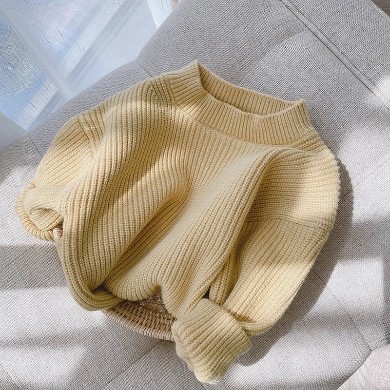 Melario Solid Color Baby Girls Soft Wool Knitted Sweater for Children's Tops Clothes 2023 New Kids Cashmere Pullover Sweaters - Namma Angadi