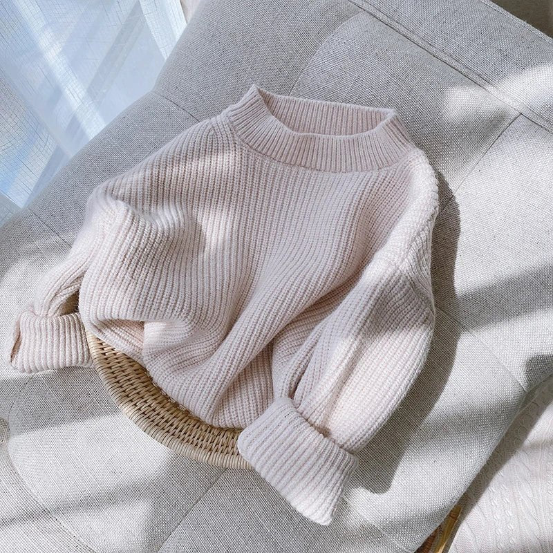 Melario Solid Color Baby Girls Soft Wool Knitted Sweater for Children's Tops Clothes 2023 New Kids Cashmere Pullover Sweaters - Namma Angadi