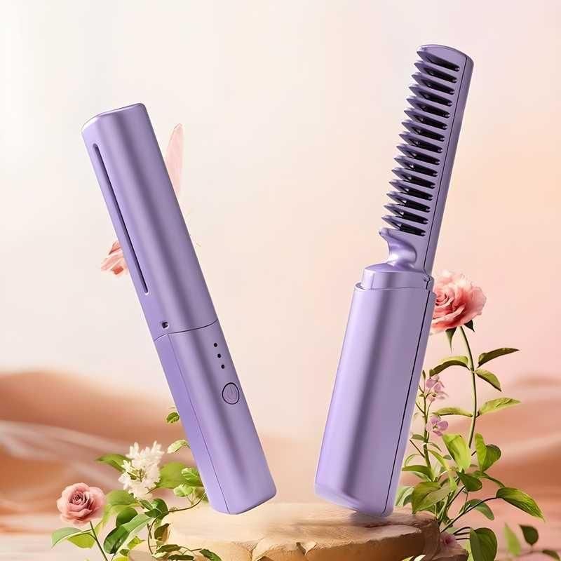 Meneflix Portable Mini Hair Straightener Cordless Rechargeable Mini Adjustable Hair Straightener Hot Comb - Namma Angadi