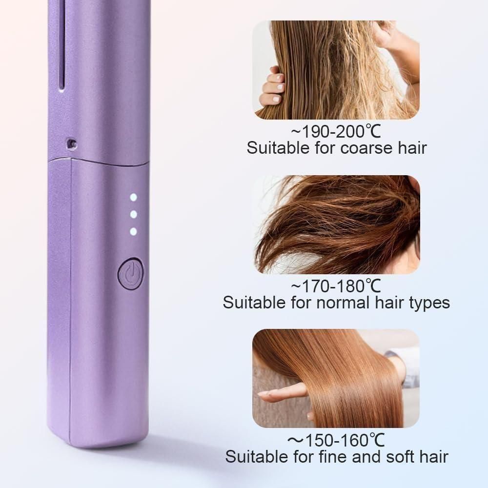 Meneflix Portable Mini Hair Straightener Cordless Rechargeable Mini Adjustable Hair Straightener Hot Comb - Namma Angadi