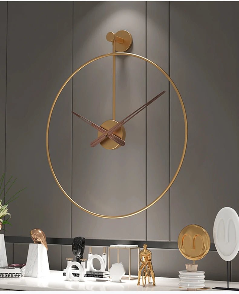 Nordic Large Wall Clock Modern Round Metal Silent Wall Decor Watch Indoor Kitchen Living Room Home Office Decoration Wall Clocks - Namma Angadi