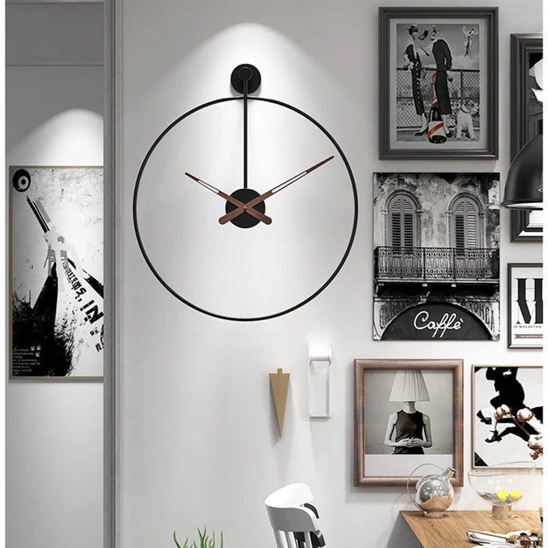 Nordic Large Wall Clock Modern Round Metal Silent Wall Decor Watch Indoor Kitchen Living Room Home Office Decoration Wall Clocks - Namma Angadi
