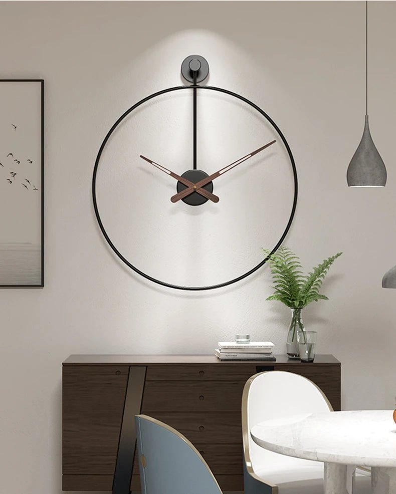 Nordic Large Wall Clock Modern Round Metal Silent Wall Decor Watch Indoor Kitchen Living Room Home Office Decoration Wall Clocks - Namma Angadi