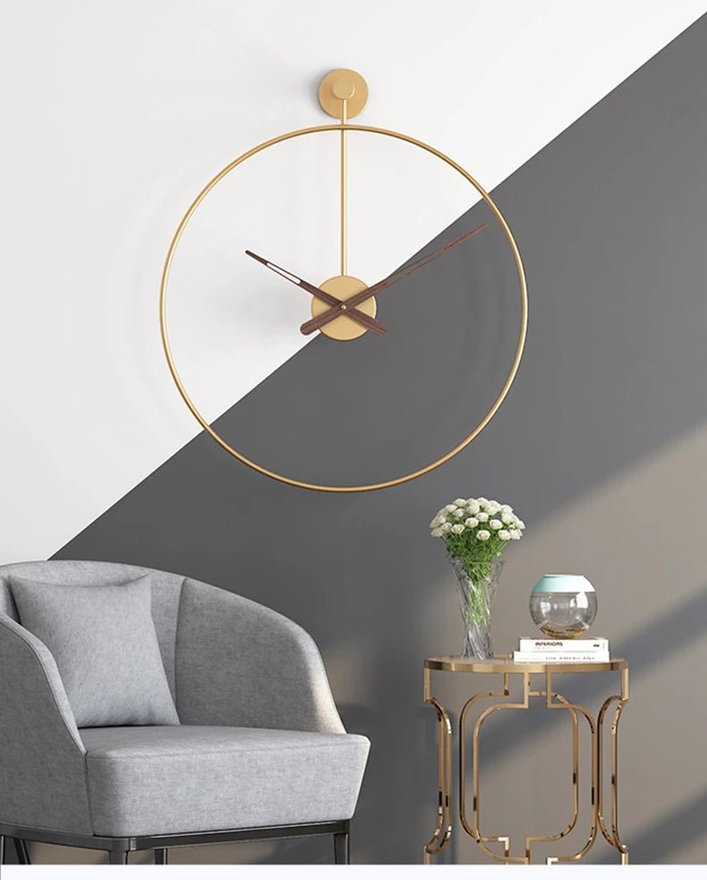 Nordic Large Wall Clock Modern Round Metal Silent Wall Decor Watch Indoor Kitchen Living Room Home Office Decoration Wall Clocks - Namma Angadi
