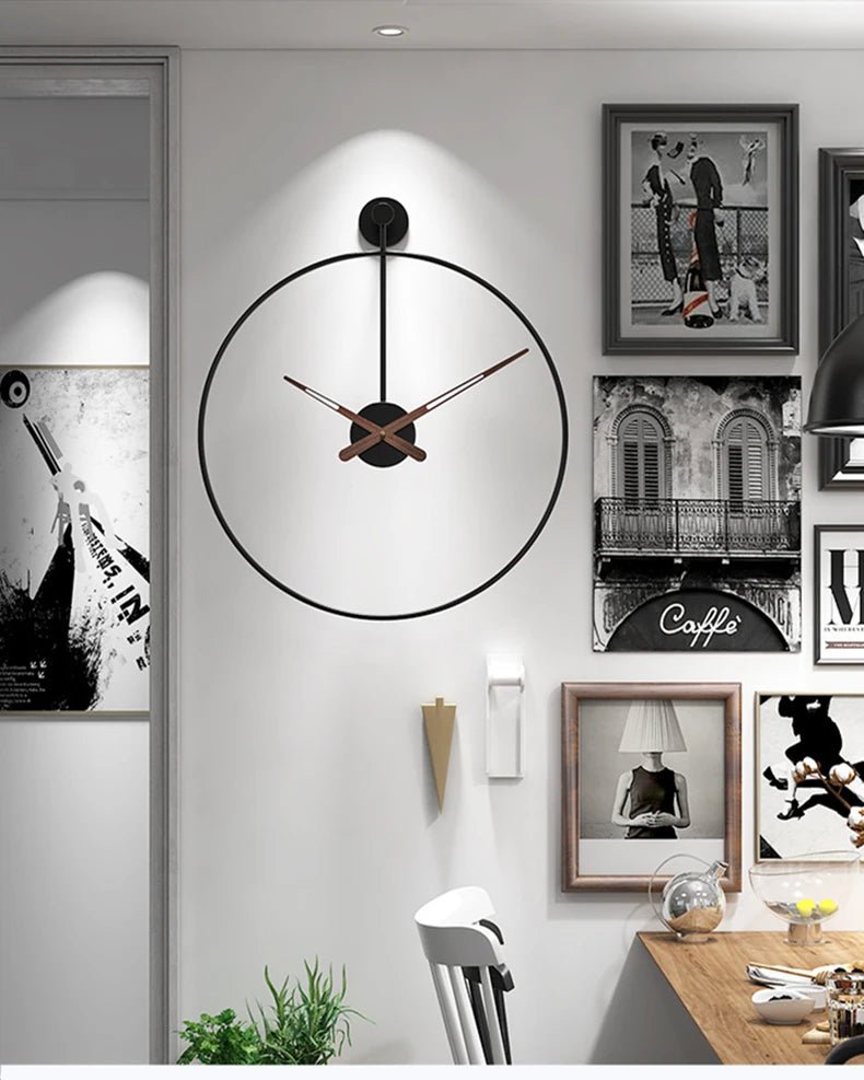 Nordic Large Wall Clock Modern Round Metal Silent Wall Decor Watch Indoor Kitchen Living Room Home Office Decoration Wall Clocks - Namma Angadi