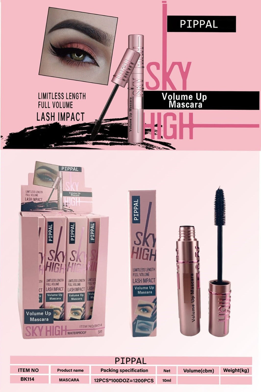 Pippal Sky High Eyeliner 1 Pcs with Mascara Ultra Volume Up Volumizing Mascara Long Lasting Waterproof 10Gm (Pack of 1) - Namma Angadi