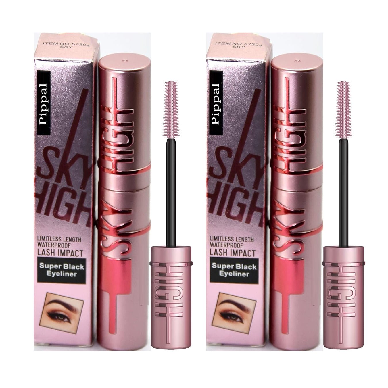 Pippal Sky High Eyeliner 2 Pcs with Mascara Ultra Volume Up Volumizing Mascara for Bold And Dramatic Lashes Long Lasting Waterproof 10Gm (Pack of 2) - Namma Angadi