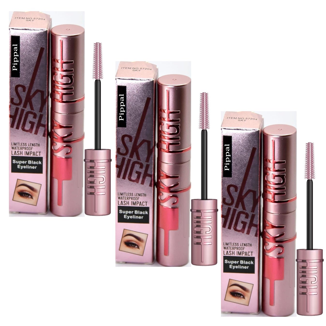 Pippal Sky High Eyeliner 3 Pcs with Mascara Ultra Volume Up Volumizing Mascara for Bold And Dramatic Lashes Long Lasting Waterproof 10Gm (Pack of 3) - Namma Angadi