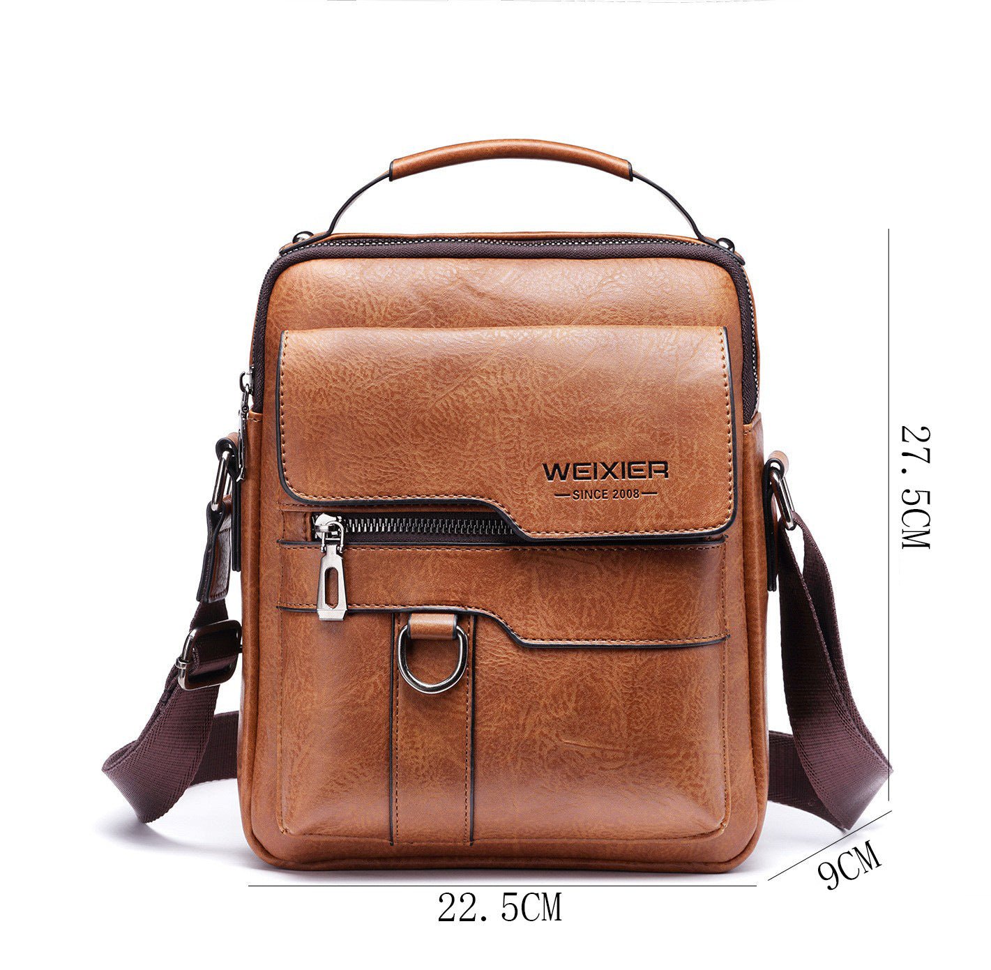 Popular Men's Messenger Bag One Shoulder Retro Business Backpack PU Leather Flaps Crossbody Bags Business Flap Male Solid Travel Bag - Namma Angadi
