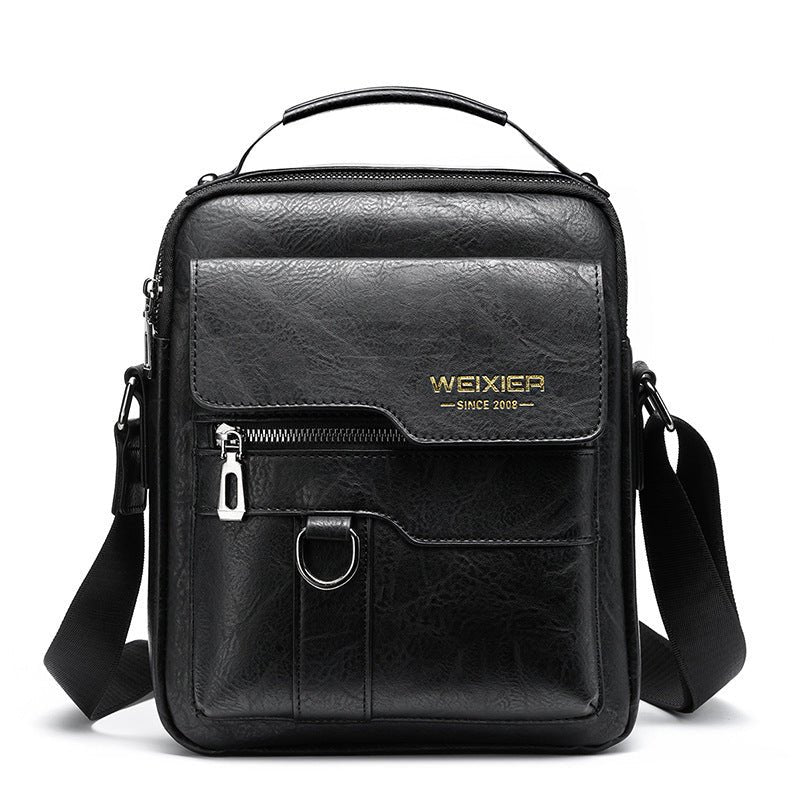 Popular Men's Messenger Bag One Shoulder Retro Business Backpack PU Leather Flaps Crossbody Bags Business Flap Male Solid Travel Bag - Namma Angadi