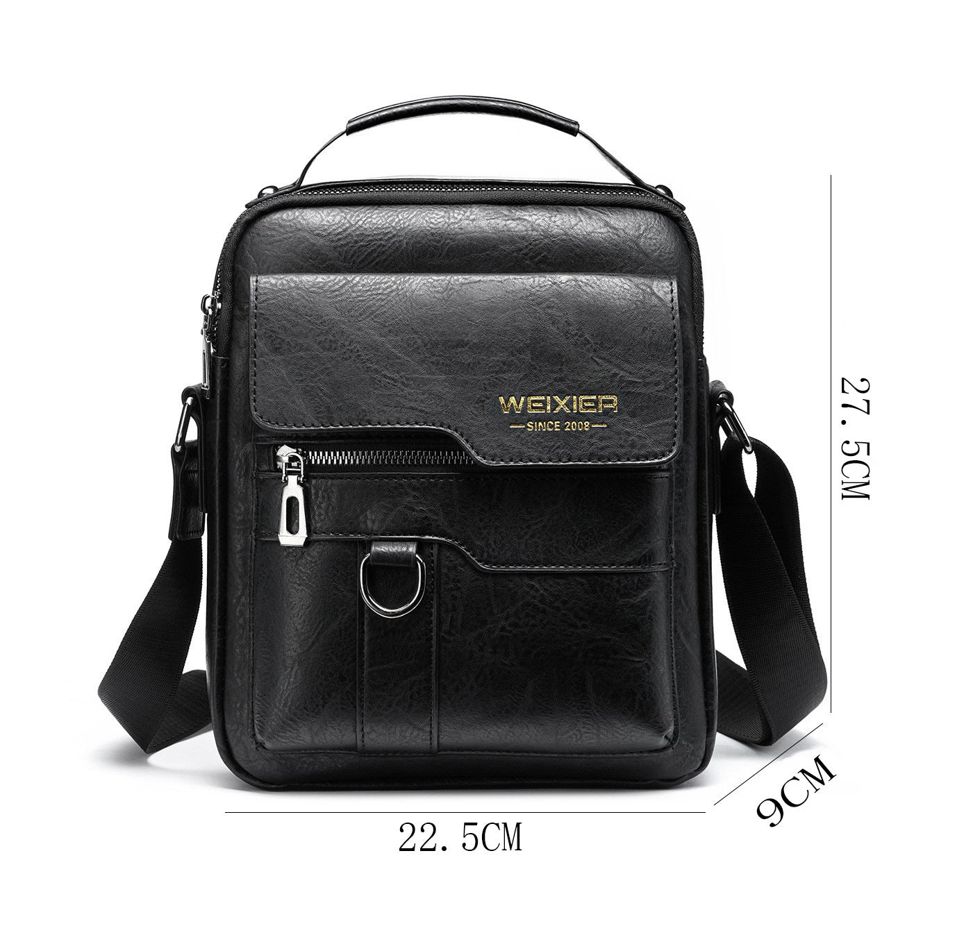 Popular Men's Messenger Bag One Shoulder Retro Business Backpack PU Leather Flaps Crossbody Bags Business Flap Male Solid Travel Bag - Namma Angadi