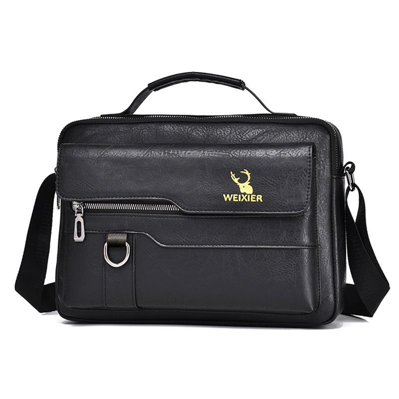 Popular Men's Messenger Bag One Shoulder Retro Business Backpack PU Leather Flaps Crossbody Bags Business Flap Male Solid Travel Bag - Namma Angadi