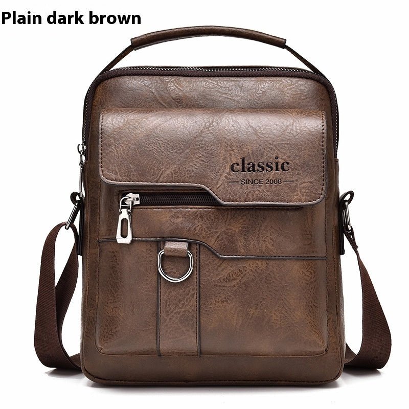 Popular Men's Messenger Bag One Shoulder Retro Business Backpack PU Leather Flaps Crossbody Bags Business Flap Male Solid Travel Bag - Namma Angadi