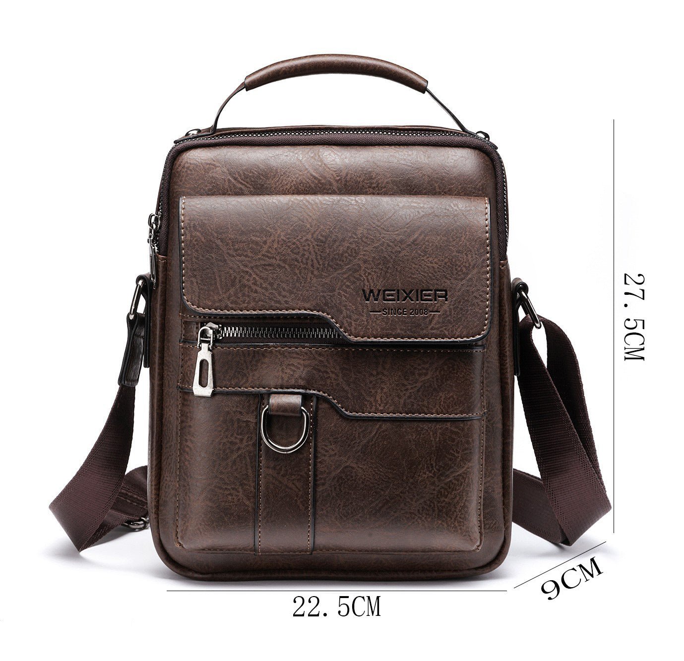 Popular Men's Messenger Bag One Shoulder Retro Business Backpack PU Leather Flaps Crossbody Bags Business Flap Male Solid Travel Bag - Namma Angadi
