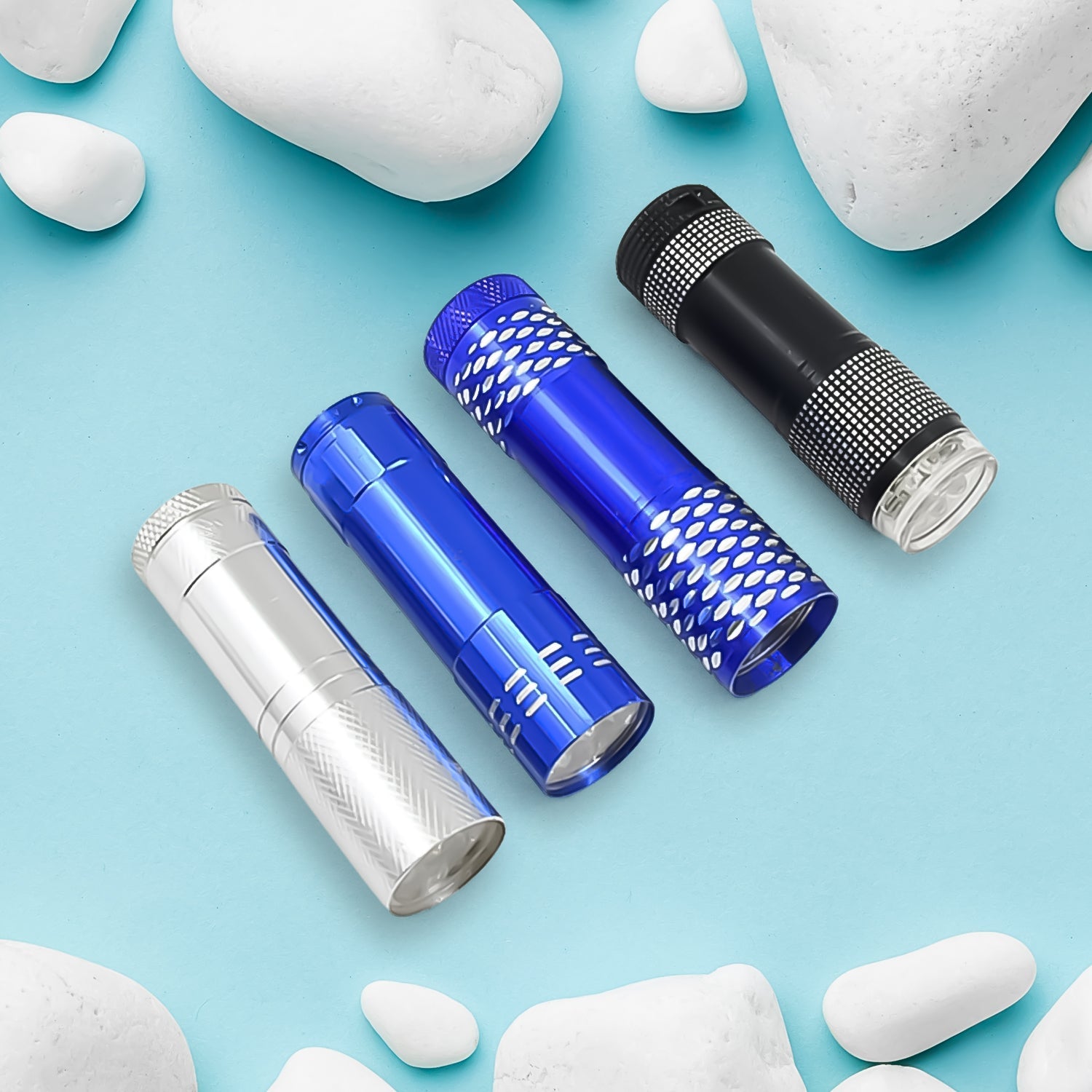 Portable Mini Torch Super - bright Mini 9 Led Bulb Pocket Torches - Torch Flashlight For Camping Hiking Diy Travelling Outdoors And More 3 Battery Operated (Battery Not Included 1 Pc Mix Color) - Namma Angadi