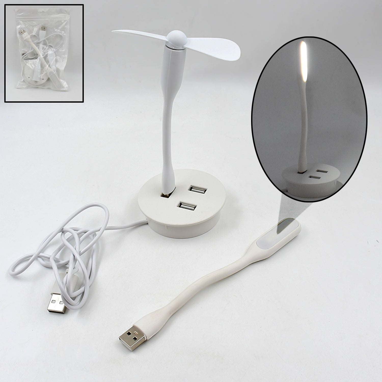 Portable Mini Usb Fan Usb Ligh Usb 3 Hub Port Combo - Namma Angadi