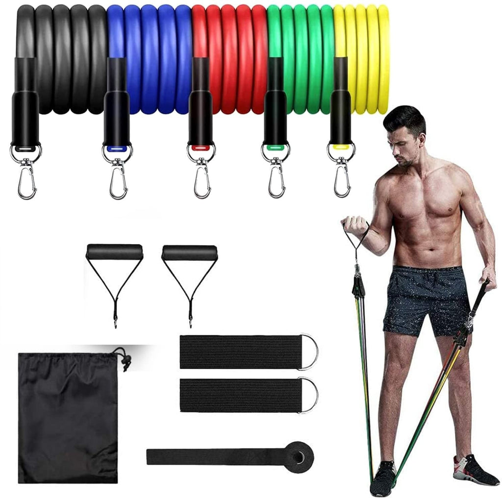 Premium Edition - Professional Toning Exercise and Workout Resistance Bands - Training Tube Stackable Up To 110 Lbs for Indoor and Outdoor Sports, Exercises Fitness - Namma Angadi