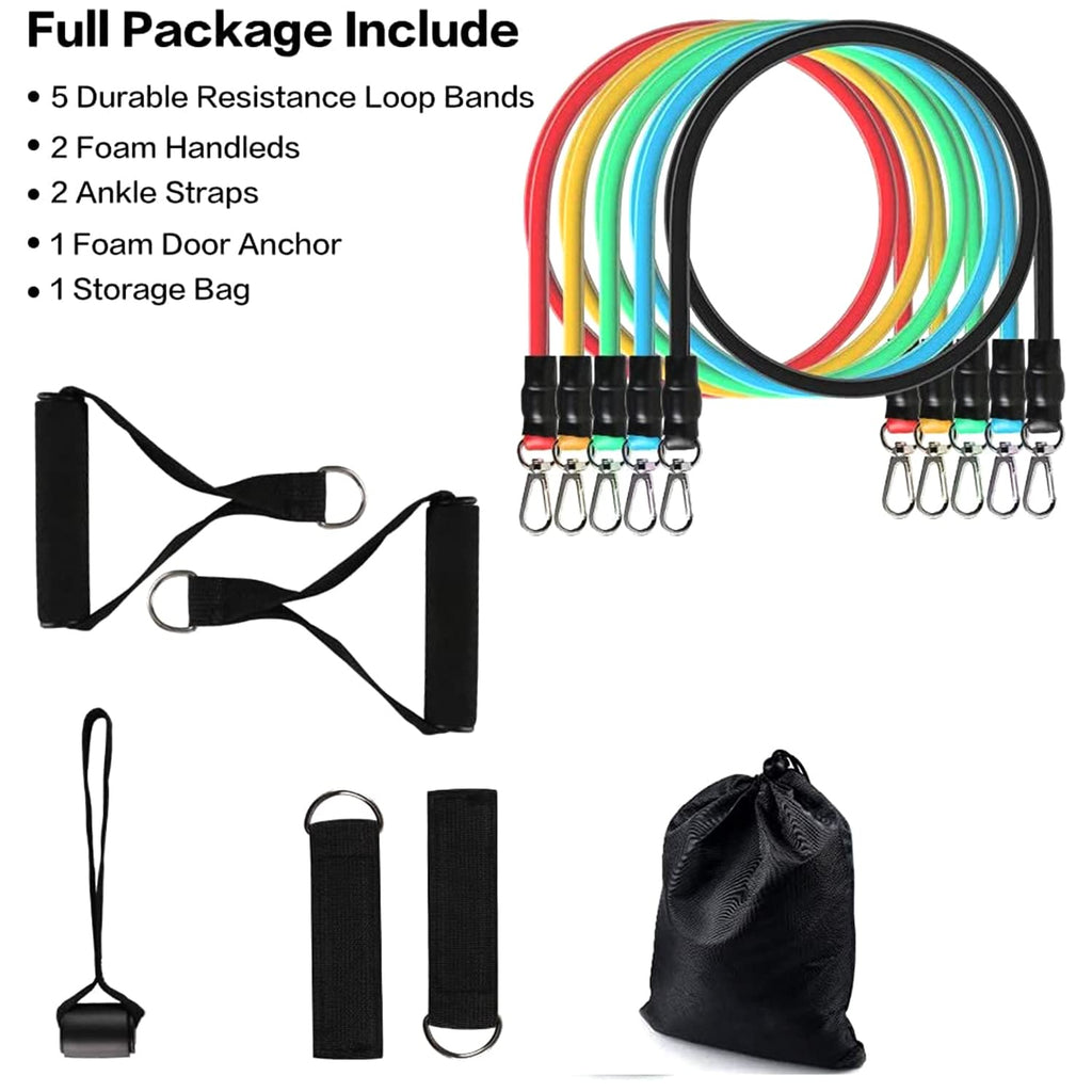 Premium Edition - Professional Toning Exercise and Workout Resistance Bands - Training Tube Stackable Up To 110 Lbs for Indoor and Outdoor Sports, Exercises Fitness - Namma Angadi