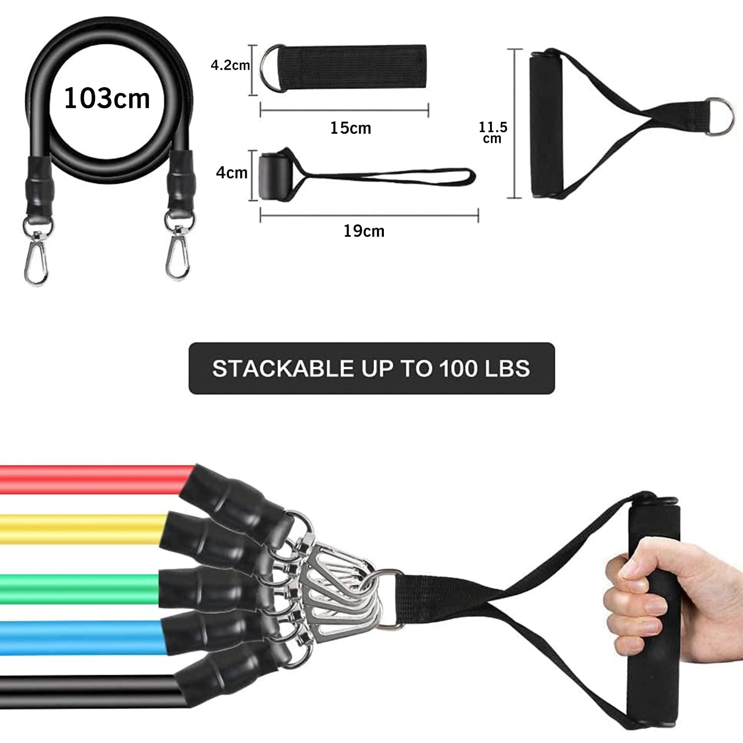 Premium Edition - Professional Toning Exercise and Workout Resistance Bands - Training Tube Stackable Up To 110 Lbs for Indoor and Outdoor Sports, Exercises Fitness - Namma Angadi