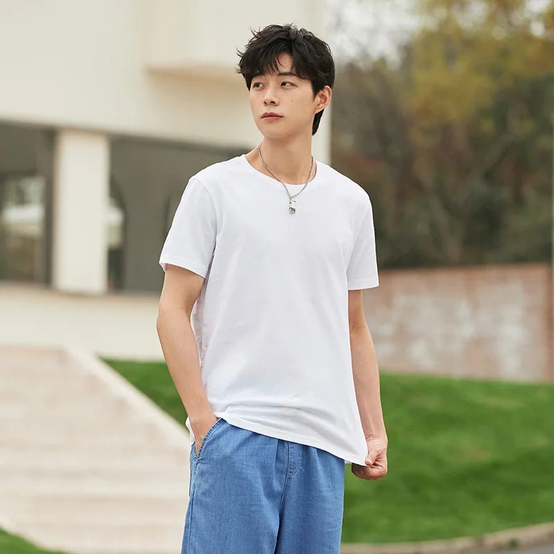 Semir Summer Cotton T Shirts Men 2024 Simple O Neck Stretch Solid New Tops Clothing Casual Tshirt Man Streetwear Cool Tee Shirts - Namma Angadi