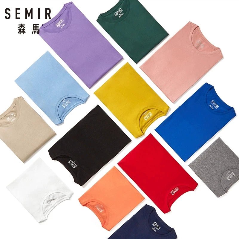Semir Summer Cotton T Shirts Men 2024 Simple O Neck Stretch Solid New Tops Clothing Casual Tshirt Man Streetwear Cool Tee Shirts - Namma Angadi