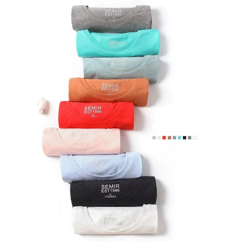Semir Summer Cotton T Shirts Men 2024 Simple O Neck Stretch Solid New Tops Clothing Casual Tshirt Man Streetwear Cool Tee Shirts - Namma Angadi