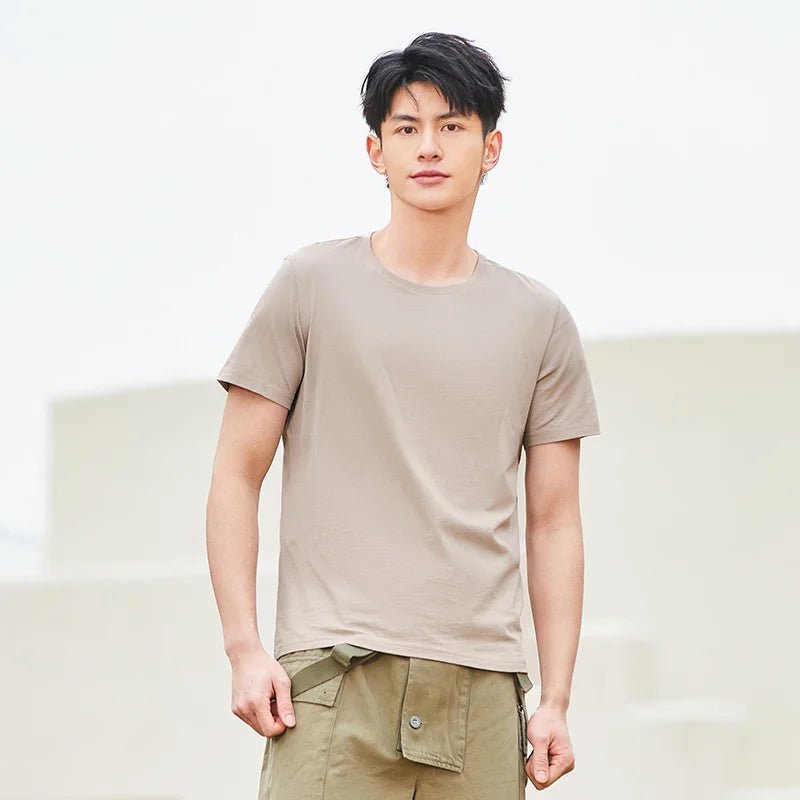 Semir Summer Cotton T Shirts Men 2024 Simple O Neck Stretch Solid New Tops Clothing Casual Tshirt Man Streetwear Cool Tee Shirts - Namma Angadi