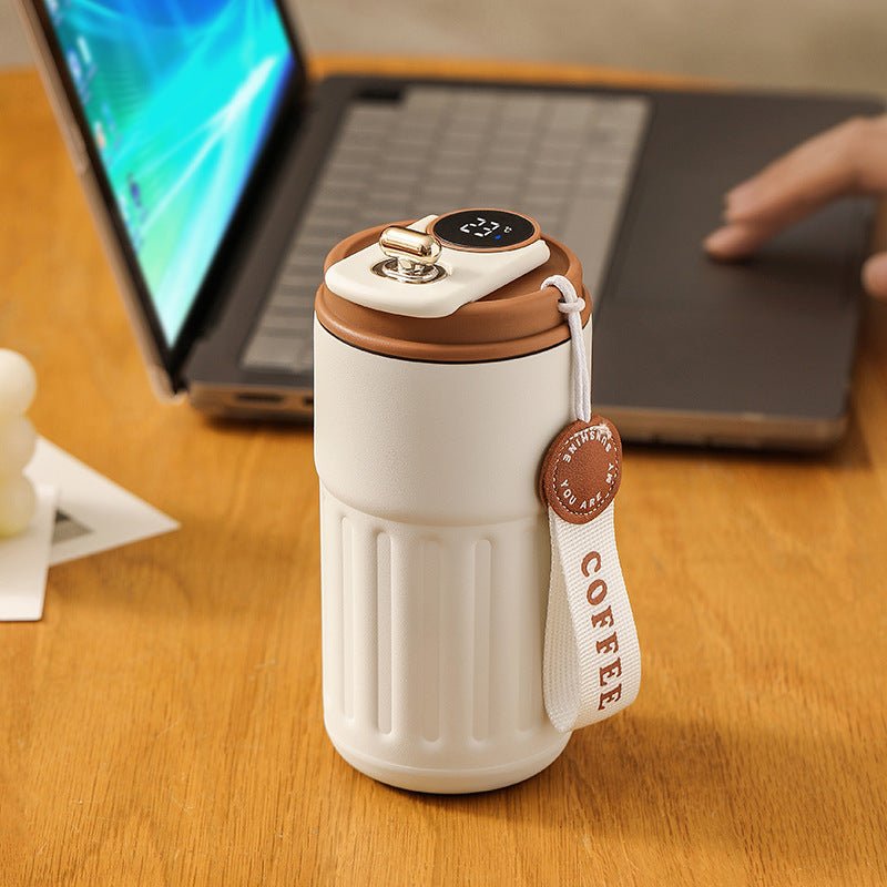 Smart Digital Thermal Bottle Portable Coffee Mug Stainless Steel Water Bottle In - Car Insulated Cup Keep Cold Vacuum Flasks 450ml - Namma Angadi