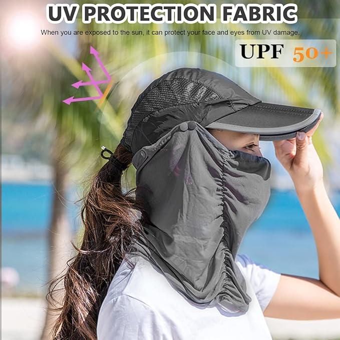 Sun Cap with Detachable Cotton Face Cover For Women - Namma Angadi
