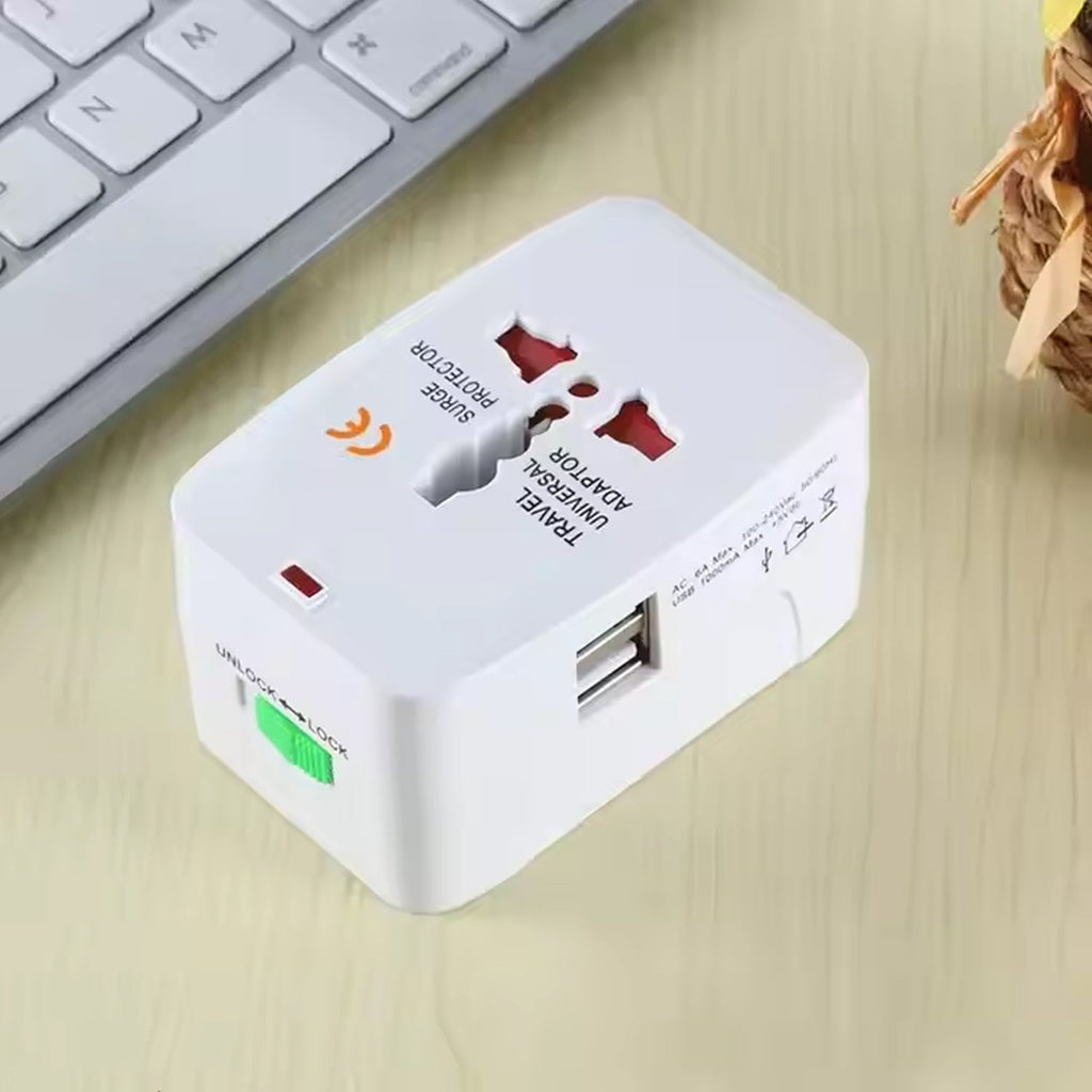 Universal Travel Adapter With Dual Usb Charger Ports - International Multipurpose - Namma Angadi