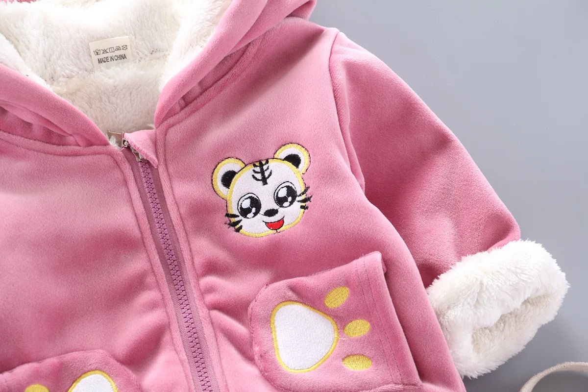 Warm Baby Girls Clothing Set Winter Thick Plush Cotton Clothing Sets For Baby Girls Hoodies And Pants Kids Suit Children Clothes - Namma Angadi
