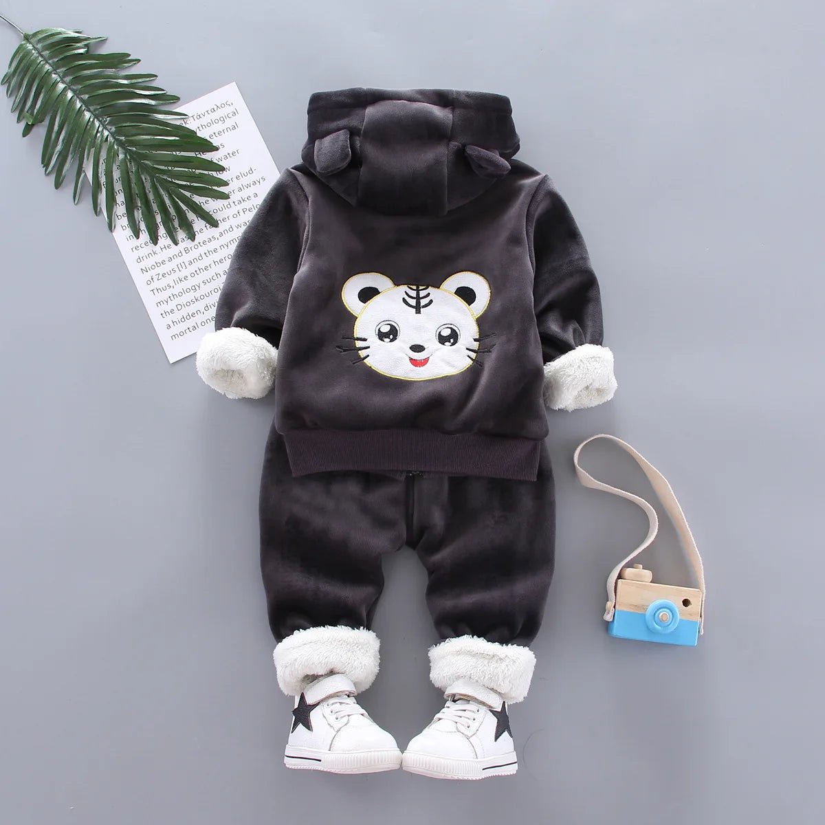 Warm Baby Girls Clothing Set Winter Thick Plush Cotton Clothing Sets For Baby Girls Hoodies And Pants Kids Suit Children Clothes - Namma Angadi