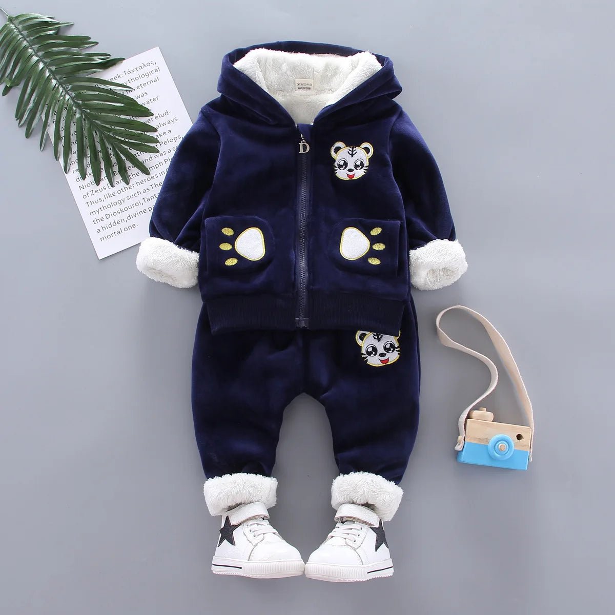 Warm Baby Girls Clothing Set Winter Thick Plush Cotton Clothing Sets For Baby Girls Hoodies And Pants Kids Suit Children Clothes - Namma Angadi