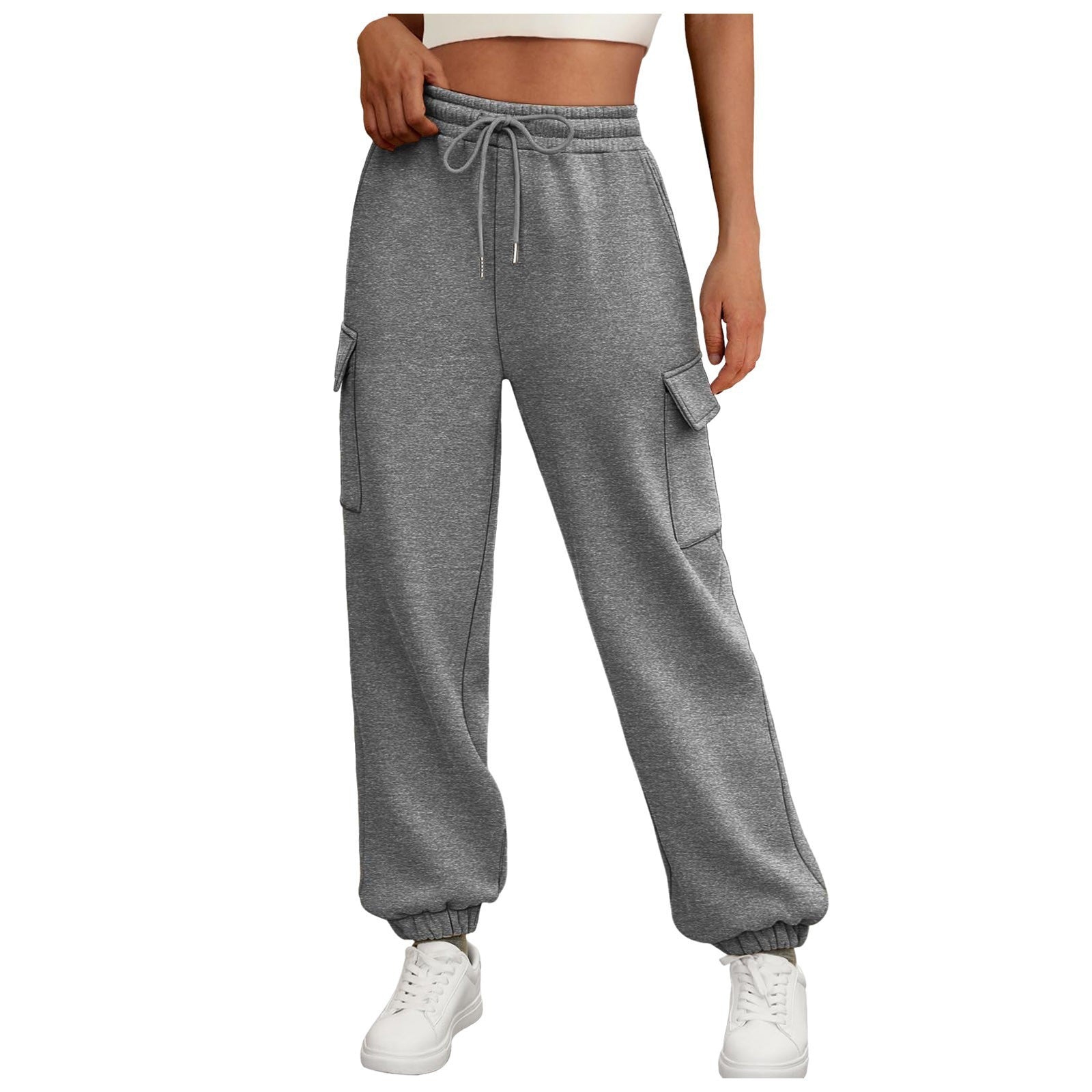 Women's Sweatpants Fleece Lined Baggy Athletic Jogger Trousers With Pockets Fall Casual Trendy Cargo Pants Fall Outfits - Namma Angadi