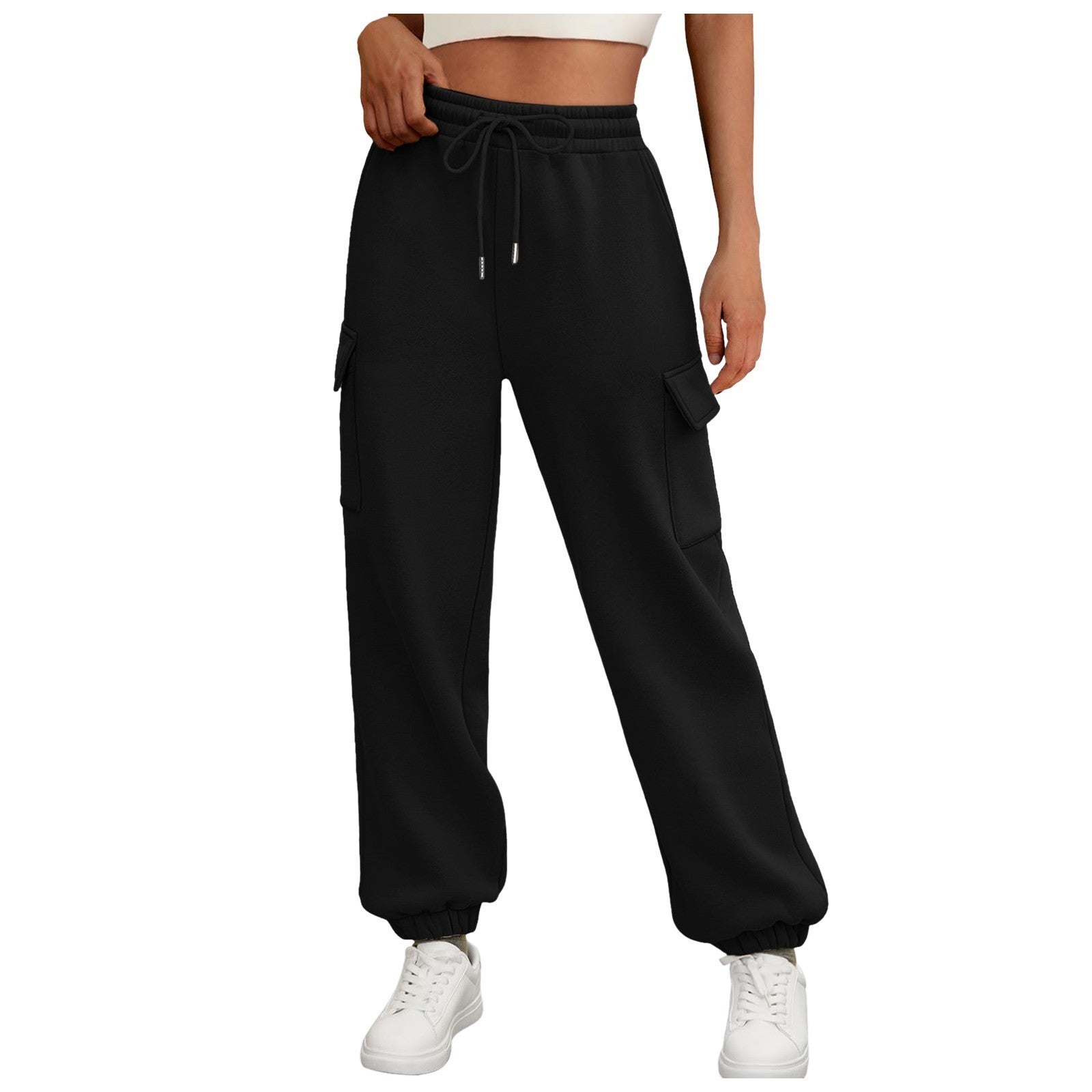 Women's Sweatpants Fleece Lined Baggy Athletic Jogger Trousers With Pockets Fall Casual Trendy Cargo Pants Fall Outfits - Namma Angadi