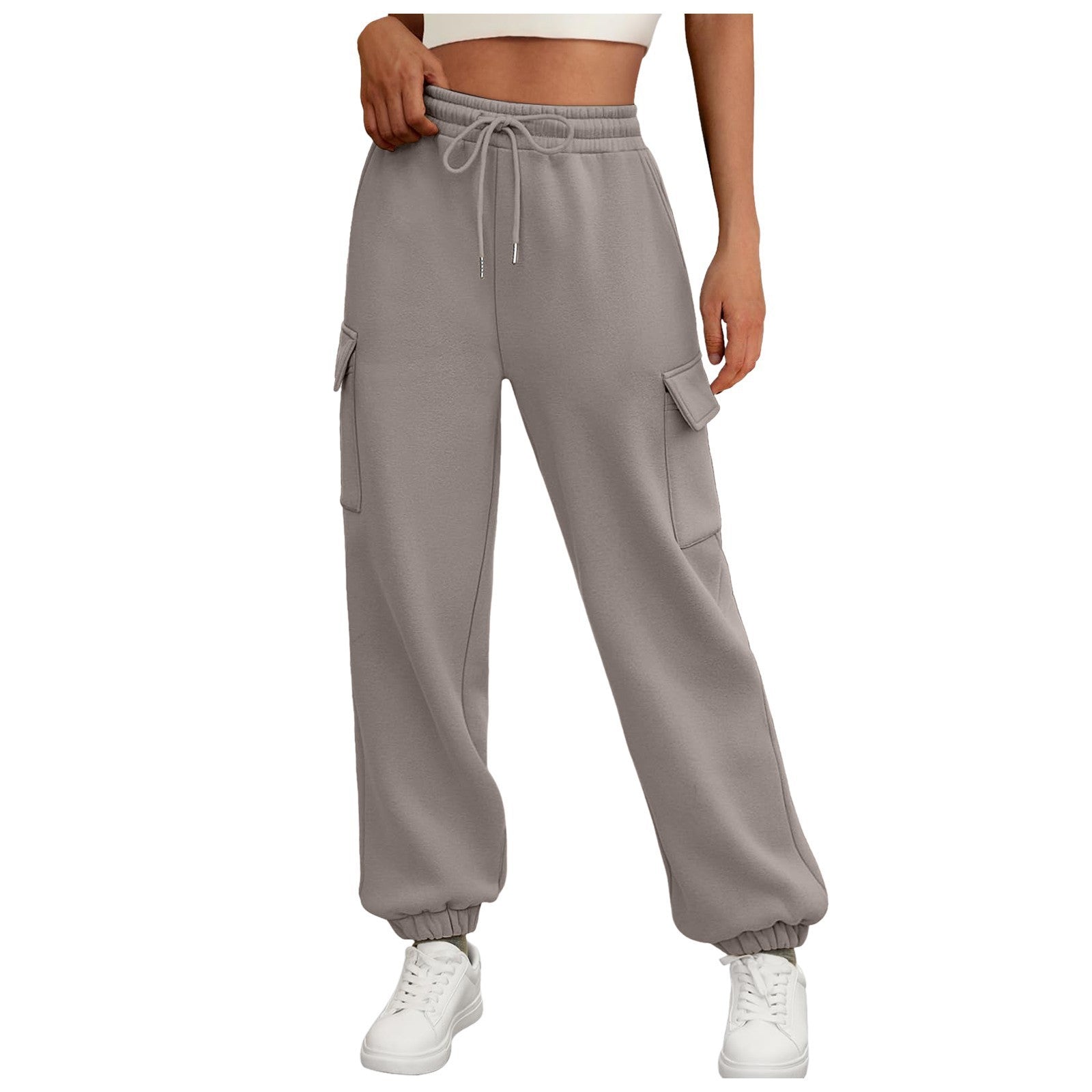 Women's Sweatpants Fleece Lined Baggy Athletic Jogger Trousers With Pockets Fall Casual Trendy Cargo Pants Fall Outfits - Namma Angadi